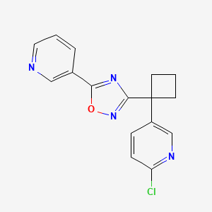 molecular formula C16H13ClN4O B11792517 3-(1-(6-Chloropyridin-3-yl)cyclobutyl)-5-(pyridin-3-yl)-1,2,4-oxadiazole 