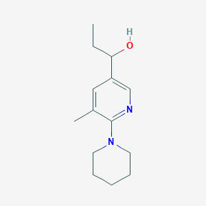 molecular formula C14H22N2O B11792644 1-(5-Methyl-6-(piperidin-1-yl)pyridin-3-yl)propan-1-ol 