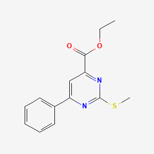 molecular formula C14H14N2O2S B11792837 Ethyl 2-(methylthio)-6-phenylpyrimidine-4-carboxylate 