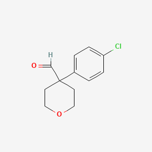 molecular formula C12H13ClO2 B11792900 4-(4-Chlorophenyl)tetrahydro-2H-pyran-4-carbaldehyde 