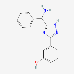 molecular formula C15H14N4O B11793009 3-(3-(Amino(phenyl)methyl)-1H-1,2,4-triazol-5-yl)phenol 