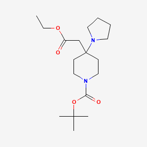 Tert-butyl 4-(2-ethoxy-2-oxoethyl)-4-(pyrrolidin-1-YL)piperidine-1-carboxylate