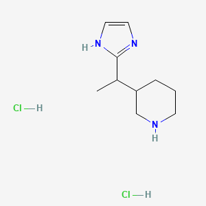 molecular formula C10H19Cl2N3 B11793072 3-(1-(1H-Imidazol-2-yl)ethyl)piperidine dihydrochloride 