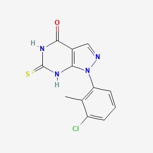 molecular formula C12H9ClN4OS B11793141 1-(3-Chloro-2-methylphenyl)-6-mercapto-1H-pyrazolo[3,4-d]pyrimidin-4(5H)-one 