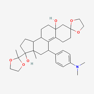 11'-[4-(Dimethylamino)phenyl]-13'-methyl-17'-(2-methyl-1,3-dioxolan-2-yl)spiro[1,3-dioxolane-2,3'-2,4,6,7,8,11,12,14,15,16-decahydro-1H-cyclopenta[a]phenanthrene]-5',17'-diol