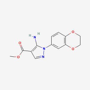 molecular formula C13H13N3O4 B11794024 Methyl 5-amino-1-(2,3-dihydrobenzo[b][1,4]dioxin-6-yl)-1H-pyrazole-4-carboxylate 