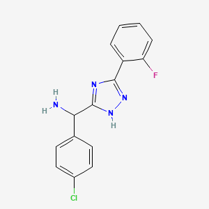 molecular formula C15H12ClFN4 B11794144 (4-Chlorophenyl)(5-(2-fluorophenyl)-1H-1,2,4-triazol-3-yl)methanamine 