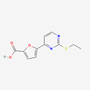 molecular formula C11H10N2O3S B11794167 5-(2-(Ethylthio)pyrimidin-4-yl)furan-2-carboxylic acid 