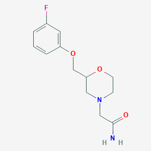 molecular formula C13H17FN2O3 B11794489 2-(2-((3-Fluorophenoxy)methyl)morpholino)acetamide 