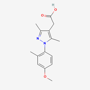 molecular formula C15H18N2O3 B11795698 2-(1-(4-Methoxy-2-methylphenyl)-3,5-dimethyl-1H-pyrazol-4-yl)acetic acid 