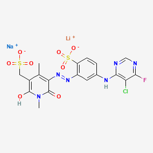 3-Pyridinemethanesulfonic acid, 5-[[5-[(5-chloro-6-fluoro-4-pyrimidinyl)amino]-2-sulfophenyl]azo]-1,2-dihydro-6-hydroxy-1,4-dimethyl-2-oxo-, lithium sodium salt