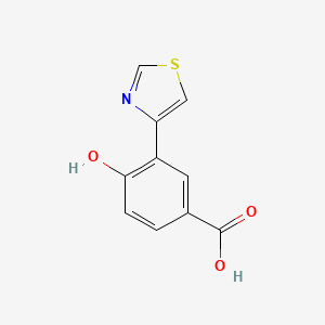 molecular formula C10H7NO3S B11796043 4-Hydroxy-3-(thiazol-4-yl)benzoic acid 