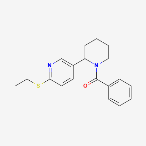 molecular formula C20H24N2OS B11796275 (2-(6-(Isopropylthio)pyridin-3-yl)piperidin-1-yl)(phenyl)methanone 