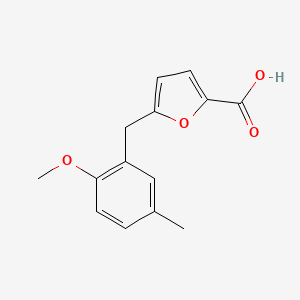 molecular formula C14H14O4 B11796386 5-(2-Methoxy-5-methylbenzyl)furan-2-carboxylic acid 