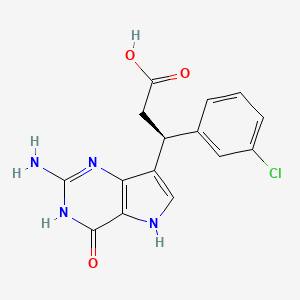 3-(2-Amino-4-oxo-3H,5H-pyrrolo(3,2-d)pyrimidin-7-yl)-3-(3-chlorophenyl)propanoic acid