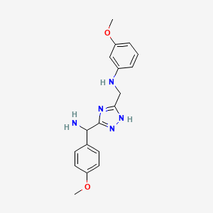 N-((3-(Amino(4-methoxyphenyl)methyl)-1H-1,2,4-triazol-5-yl)methyl)-3-methoxyaniline