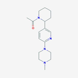 molecular formula C17H26N4O B11796761 1-(2-(6-(4-Methylpiperazin-1-yl)pyridin-3-yl)piperidin-1-yl)ethanone 