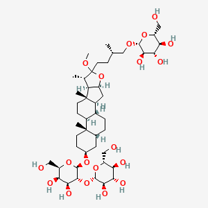 molecular formula C46H78O19 B1179719 (2R,3R,4S,5S,6R)-2-[(2S)-4-[(1R,2S,4S,7S,8R,9S,12S,13S,16S,18R)-16-[(2R,3R,4S,5R,6R)-4,5-Dihydroxy-6-(hydroxymethyl)-3-[(2S,3R,4S,5S,6R)-3,4,5-trihydroxy-6-(hydroxymethyl)oxan-2-yl]oxyoxan-2-yl]oxy-6-methoxy-7,9,13-trimethyl-5-oxapentacyclo[10.8.0.02,9.04,8.013,18]icosan-6-yl]-2-methylbutoxy]-6-(hydroxymethyl)oxane-3,4,5-triol CAS No. 136565-73-6