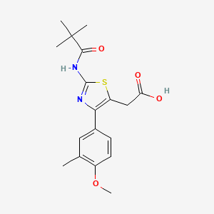 molecular formula C18H22N2O4S B11797677 2-(4-(4-Methoxy-3-methylphenyl)-2-pivalamidothiazol-5-yl)acetic acid 