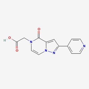 molecular formula C13H10N4O3 B11797968 2-(4-Oxo-2-(pyridin-4-yl)pyrazolo[1,5-a]pyrazin-5(4H)-yl)acetic acid 