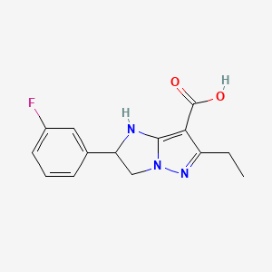 molecular formula C14H14FN3O2 B11797985 6-Ethyl-2-(3-fluorophenyl)-2,3-dihydro-1H-imidazo[1,2-b]pyrazole-7-carboxylic acid 