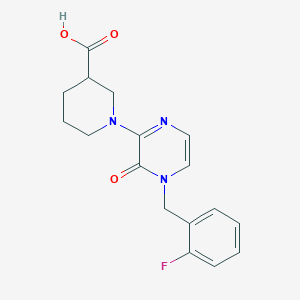 molecular formula C17H18FN3O3 B11797997 1-(4-(2-Fluorobenzyl)-3-oxo-3,4-dihydropyrazin-2-yl)piperidine-3-carboxylic acid 