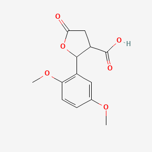 molecular formula C13H14O6 B11798122 2-(2,5-Dimethoxyphenyl)-5-oxotetrahydrofuran-3-carboxylic acid 