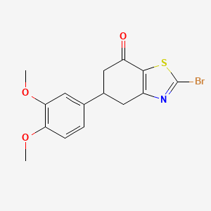 molecular formula C15H14BrNO3S B11798142 2-Bromo-5-(3,4-dimethoxyphenyl)-5,6-dihydrobenzo[d]thiazol-7(4H)-one 