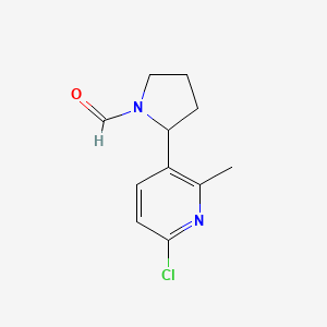 molecular formula C11H13ClN2O B11798214 2-(6-Chloro-2-methylpyridin-3-yl)pyrrolidine-1-carbaldehyde 