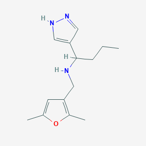 N-((2,5-Dimethylfuran-3-yl)methyl)-1-(1H-pyrazol-4-yl)butan-1-amine