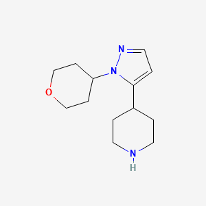 molecular formula C13H21N3O B11798345 4-(1-(Tetrahydro-2H-pyran-4-yl)-1H-pyrazol-5-yl)piperidine 