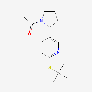 molecular formula C15H22N2OS B11798382 1-(2-(6-(tert-Butylthio)pyridin-3-yl)pyrrolidin-1-yl)ethanone 