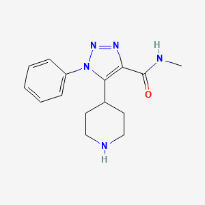 molecular formula C15H19N5O B11798416 N-Methyl-1-phenyl-5-(piperidin-4-yl)-1H-1,2,3-triazole-4-carboxamide 