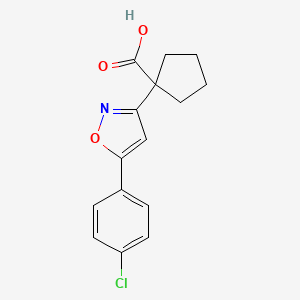 molecular formula C15H14ClNO3 B11798497 1-(5-(4-Chlorophenyl)isoxazol-3-yl)cyclopentanecarboxylic acid 