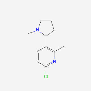 molecular formula C11H15ClN2 B11798640 6-Chloro-2-methyl-3-(1-methylpyrrolidin-2-yl)pyridine 