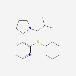 molecular formula C19H30N2S B11798807 2-(Cyclohexylthio)-3-(1-isobutylpyrrolidin-2-yl)pyridine 