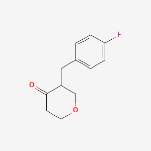 molecular formula C12H13FO2 B11798924 3-(4-fluorobenzyl)dihydro-2H-pyran-4(3H)-one 