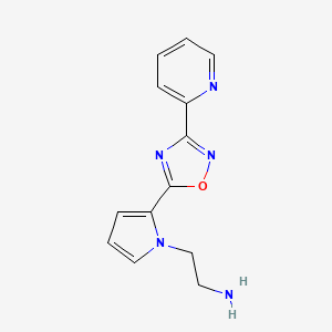 molecular formula C13H13N5O B11798978 2-(2-(3-(Pyridin-2-yl)-1,2,4-oxadiazol-5-yl)-1H-pyrrol-1-yl)ethanamine 