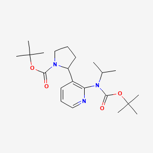 molecular formula C22H35N3O4 B11799001 tert-Butyl 2-(2-((tert-butoxycarbonyl)(isopropyl)amino)pyridin-3-yl)pyrrolidine-1-carboxylate 