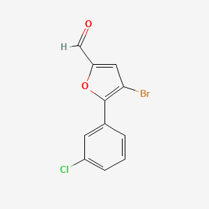 molecular formula C11H6BrClO2 B11799267 4-Bromo-5-(3-chlorophenyl)furan-2-carbaldehyde 