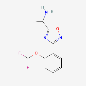 molecular formula C11H11F2N3O2 B11799281 1-(3-(2-(Difluoromethoxy)phenyl)-1,2,4-oxadiazol-5-yl)ethanamine 