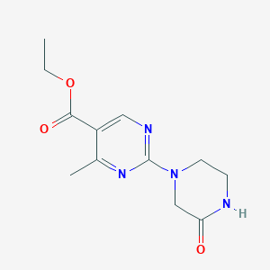 molecular formula C12H16N4O3 B11799304 Ethyl 4-methyl-2-(3-oxopiperazin-1-yl)pyrimidine-5-carboxylate 