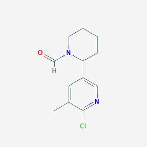 molecular formula C12H15ClN2O B11799314 2-(6-Chloro-5-methylpyridin-3-yl)piperidine-1-carbaldehyde 