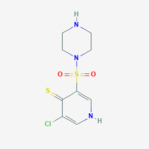 molecular formula C9H12ClN3O2S2 B11799316 3-Chloro-5-(piperazin-1-ylsulfonyl)pyridine-4-thiol 