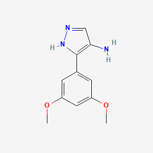 molecular formula C11H13N3O2 B11799353 3-(3,5-Dimethoxyphenyl)-1H-pyrazol-4-amine 