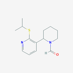 molecular formula C14H20N2OS B11799368 2-(2-(Isopropylthio)pyridin-3-yl)piperidine-1-carbaldehyde 