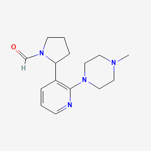 molecular formula C15H22N4O B11799393 2-(2-(4-Methylpiperazin-1-yl)pyridin-3-yl)pyrrolidine-1-carbaldehyde 