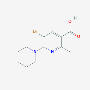 5-Bromo-2-methyl-6-(piperidin-1-yl)nicotinic acid