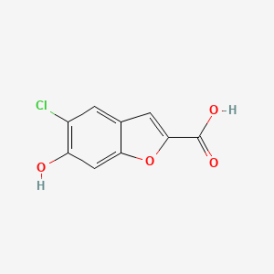 molecular formula C9H5ClO4 B11799491 5-Chloro-6-hydroxybenzofuran-2-carboxylic acid 