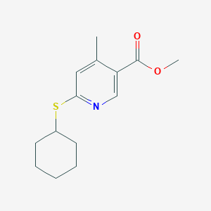 molecular formula C14H19NO2S B11799521 Methyl 6-(cyclohexylthio)-4-methylnicotinate 